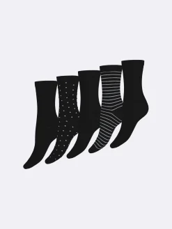 Nanso Katso Valikoima|Katso Sukat*COTTON BASIC nilkkasukat, 5 paria - mustavalkoinen