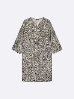 Nanso Pellavavaatteet|Mekot*JÄLKI lyhyt kangasmekko - musta-luonnonvalkoinen