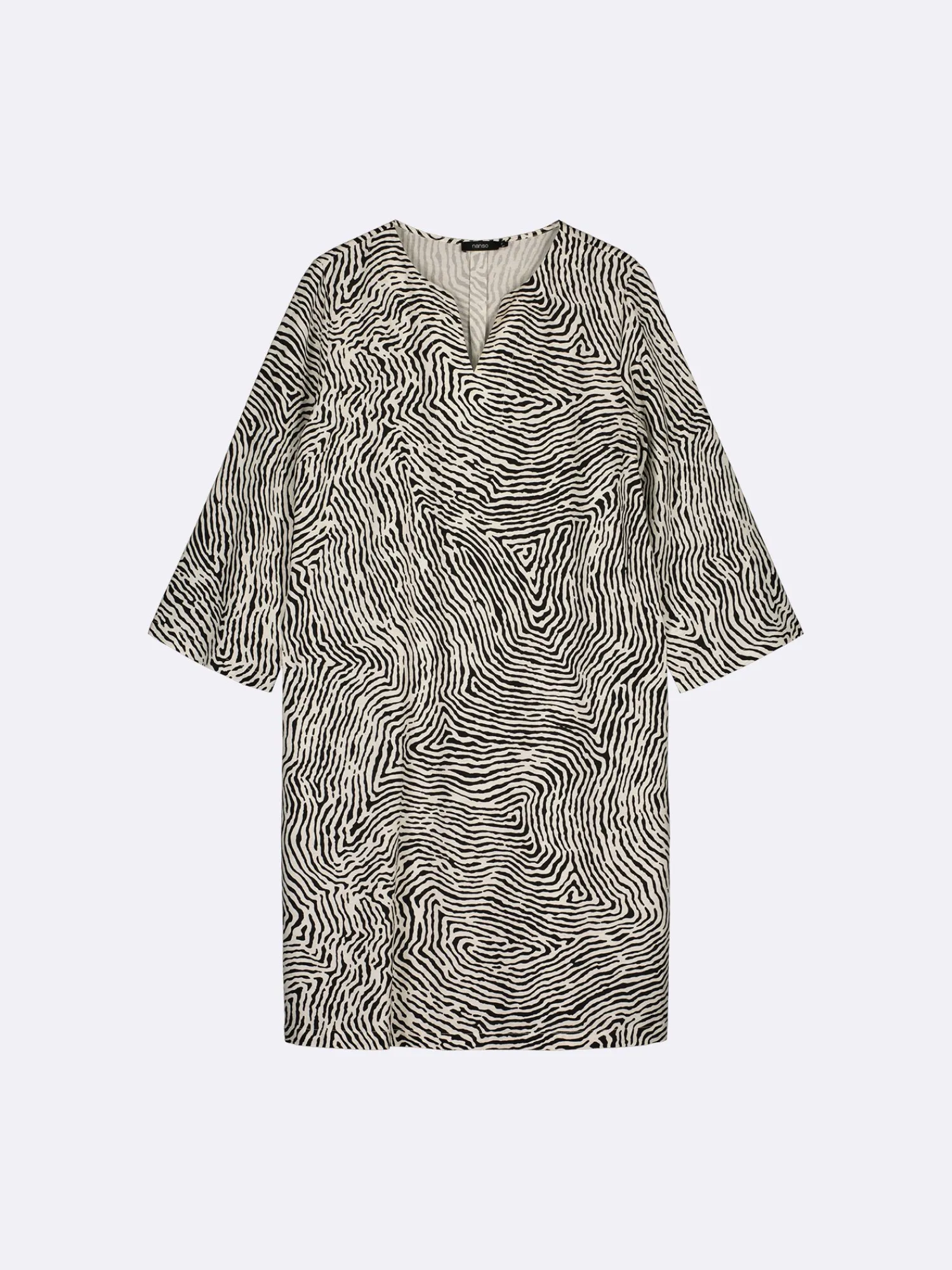 Nanso Pellavavaatteet|Mekot*JÄLKI lyhyt kangasmekko - musta-luonnonvalkoinen