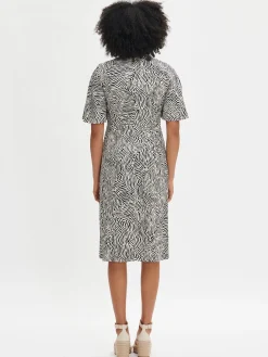 Nanso Pellavavaatteet|Mekot*JÄLKI midi kangasmekko - musta-luonnonvalkoinen