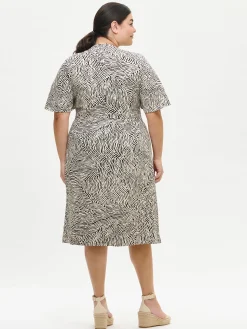 Nanso Pellavavaatteet|Mekot*JÄLKI midi kangasmekko - musta-luonnonvalkoinen