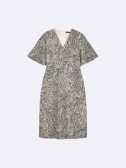 Nanso Pellavavaatteet|Mekot*JÄLKI midi kangasmekko - musta-luonnonvalkoinen