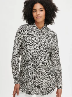 Nanso Pellavavaatteet|Paidat Ja Tunikat*JÄLKI paitapusero - musta-luonnonvalkoinen