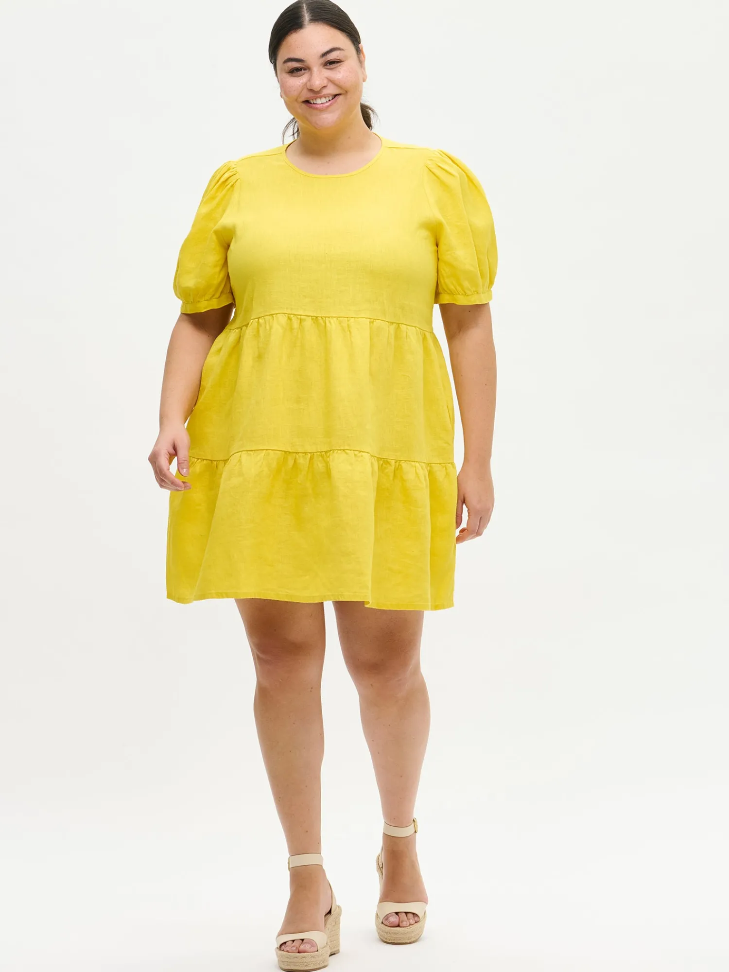 Nanso Pellavavaatteet|Mekot*SARASTUS lyhyt pellavamekko -