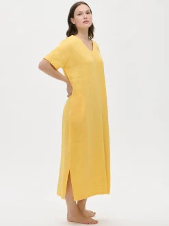 Nanso Pellavavaatteet|Yöasut Ja Oloasut*SARASTUS pitkä pellavakaftaani -