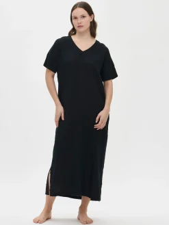 Nanso Pellavavaatteet|Yöasut Ja Oloasut*SARASTUS pitkä pellavakaftaani -